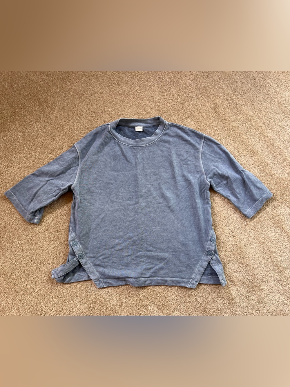 Women’s Poetry Hemp Cotton Button-Side Top in Washed Blue